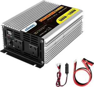 Pure Sine Wave 600Watt Power Inverter DC 12V to AC 240V with Dual AC Outlets & 2 - Picture 1 of 8
