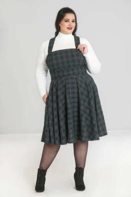 Vestido Peebles Pinafore - Green Hell Bunny Tartán 2xl-4xl 18-22 tirantes vintage Foto 1 de 3
