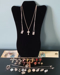 Christianity Misc Religious Medals Scapular Crosses Lot Of 35+Pcs. Free Shipping - Picture 1 of 21