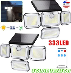 Solar Power 333 LED PIR Motion Sensor Light Outdoor Security Lamp Wall Garden - Picture 1 of 13