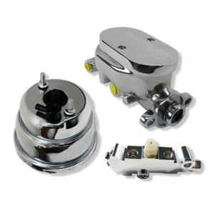 Chrome Dual 7" Brake Booster & 1 1/8" Bore Master Cylinder & Proportioning Valve - Bild 1 von 11