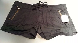 NWT ECKO UNLTD Junior Woman Soft Drawstring Elastic Mini Shorts100% Cotton Black - Picture 1 of 3