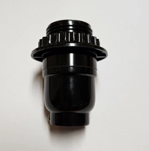 PRESA LAMPADA FILETTATA NERA BAKELITE COMPLETA SENZA CHIAVE CON ANELLO E26 NUOVA 30545J - Foto 1 di 7