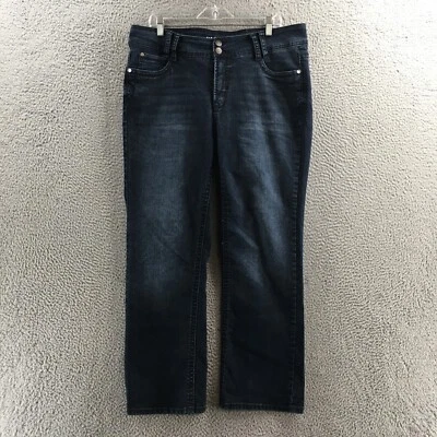 墙花直筒牛仔裤女式 16(实际 38X28)蓝色深水洗高腰 — 第 1/4 张图片