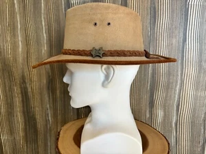 BC Hats Australian Steer Leder Buschhut braun handgefertigt Safari Outback Größe L - Bild 1 von 11