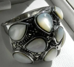 ✨DRAMATIC OOAK✨ 13g sterling silver 925 moonstone STATEMENT ring size P (US 7.5) - Picture 1 of 12