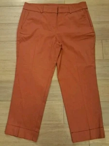 Ann TaylorFactory Womens Pants Rust Size 10 Capri Striaght Cotton Blend Leg Cuff - Picture 1 of 10