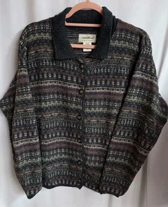 Vtg Eddie Bauer Women's Medium Nordic Button Up Collared Cardigan Grannycore EUC - Picture 1 of 4