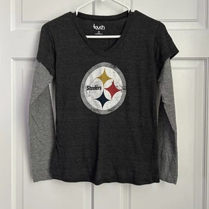 Pittsburgh Steelers Shirt Womens M Gray Long Sleeve NFL Touch By Alyssa Milano - Picture 1 of 5