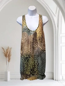 Lane Bryant Sz 18 Sheer Racerback Multicolor Animal Print Long Top. NS-9 - Picture 1 of 8