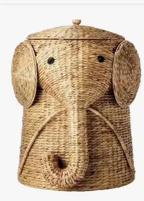 Elephant Natural Woven Wood Laundry Room Hamper Basket W/ Lid 1641800950 - Image 1 of 3