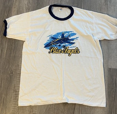 Camiseta Timbre Ángeles Azules Años 80 De Colección Puntada Única EE. UU. Avión Avión Marina Foto 1 de 4