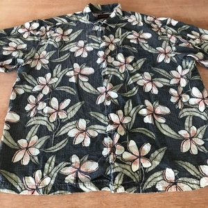 Tommy Bahama 100% Silk Hawaiian Shirt Men XXL Green Floral Button Up Pocket - Picture 1 of 12