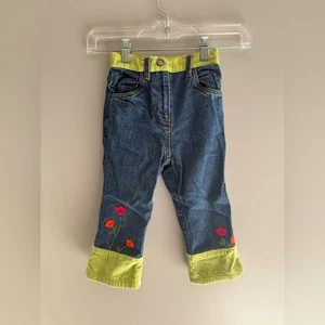 Vintage Urit Cordjeans mit Blumenstickerei Kleinkind Mädchen Größe 3T 100 % Baumwolle Herbst - Bild 1 von 6
