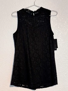 AB Studio Black Lace Blouse - Women Size Medium - Picture 1 of 7