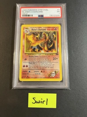 Pokémon TCG Blaine's Charizard Gym Challenge 2 Holo Unlimited Rare PSA 1 SWIRL - Image 1 of 3