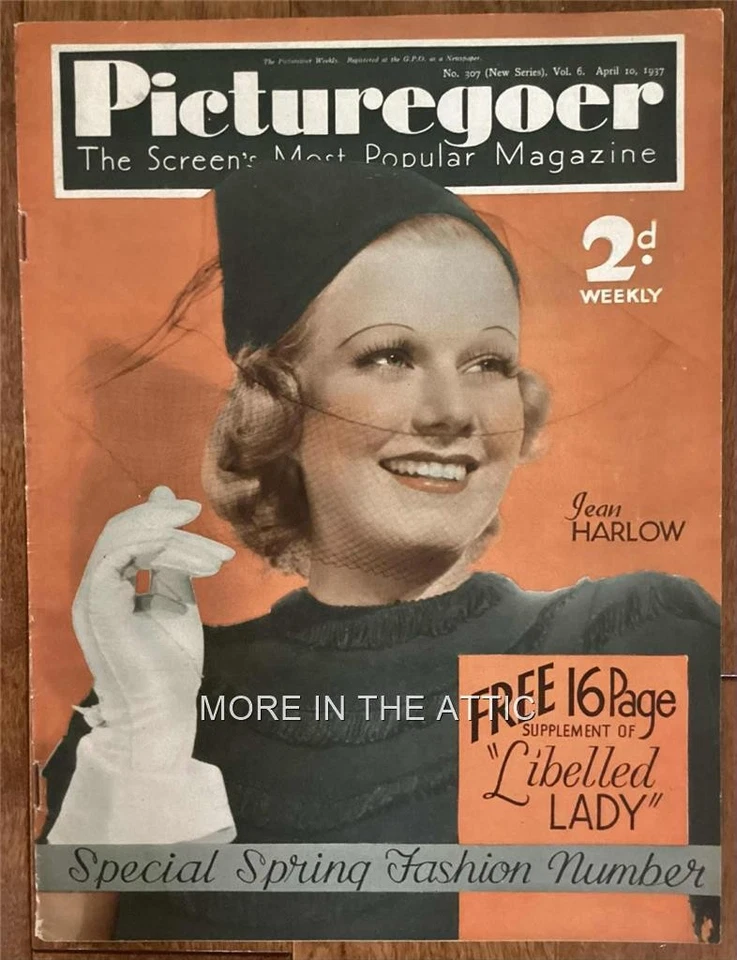JEAN HARLOW ON THE COVER OF BRITISH PICTUREGOER MAGAZINE 2 MONTHS BEFORE DEATH - Image 1 of 1