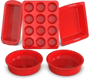 5-Piece Silicone Baking Pans Sets - Nonstick Silicone Bakeware Set with Bread Lo - Picture 1 of 12