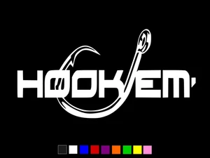 HOOK EM Fishing Fish Hook Vinyl Decal Wall Truck Sticker CHOOSE SIZE COLOR - Picture 1 of 3