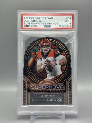 2021 Panini Obsidian Joe Burrow Supernova Orange 16/25 S-9 PSA 9 Bengals - Image 1 of 2