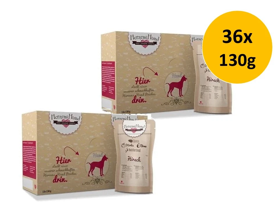 Herzenshund Hirsch mit Quinoa | 36x 130g Hundefutter nass - Bild 1 von 1