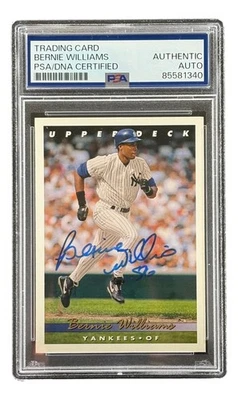 Tarjeta coleccionable firmada por Bernie Williams 1992 Upper Deck #332 New York Yankees PSA Foto 1 de 2