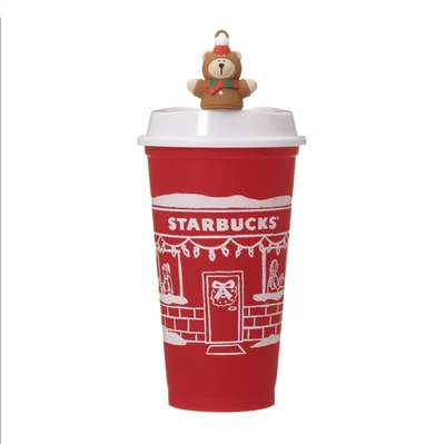 Starbucks Japan Holiday 2025 taza reutilizable con tapa Bearista 473 ml - Imagen 1 de 4