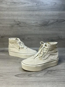 Vans Sk8-Hi Sneakers Skate Board Scarpe da Ginnastica Logo Ripetuto Beige/Crema Taglia 5,5 - Foto 1 di 19