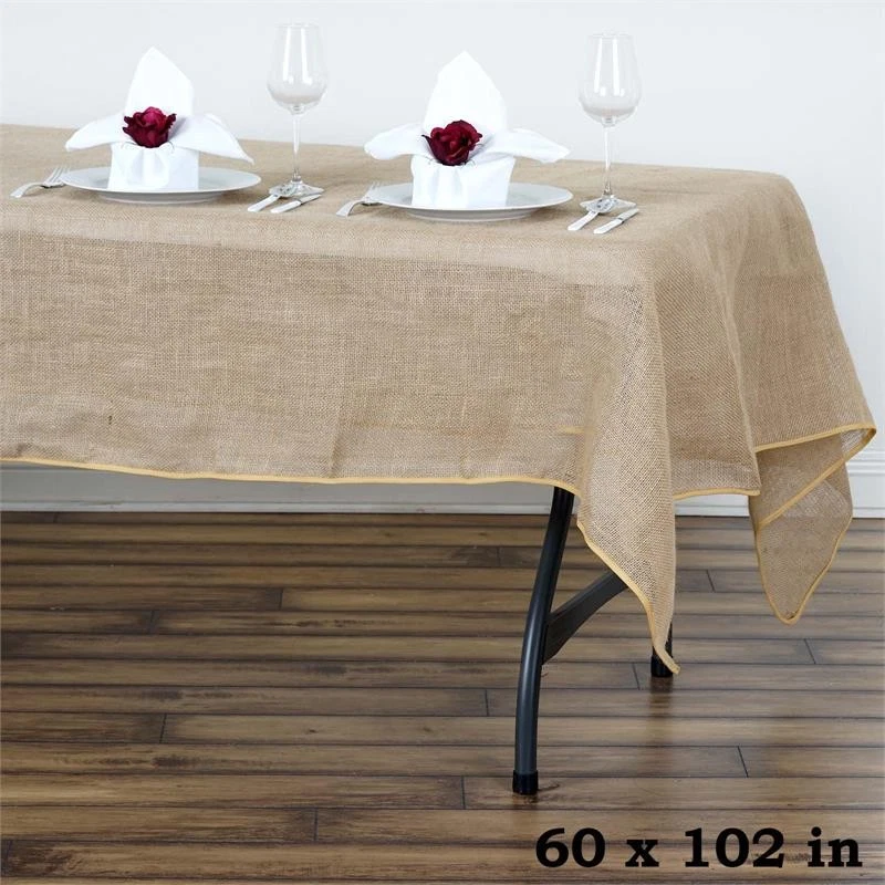 Natural BURLAP 60x102" Rectangle TABLECLOTH Country Wedding Party Catering Linen - Image 1 of 4