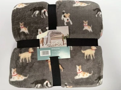 NUEVO CON ETIQUETAS Berkshire LusterSoft Manta Peluche Perros Grandes Estampado 50”x70” Perro Pastor Foto 1 de 4