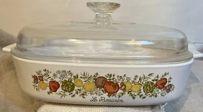 Corning Ware Spice Of Life Le Romarin A-10-B Casserole w/ PYREX Lid A-12-C VTG - Image 1 of 4