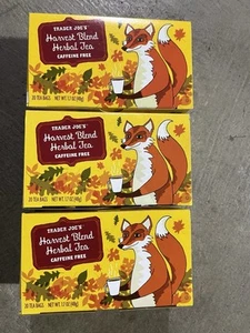 Trader Joe's Harvest Blend Herbal Tea, 20 TEA BAGS Caffeine Free 3 PACK - Picture 1 of 2