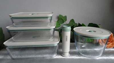PYREX COOK & SAVE VACUUM GLASS STORAGE DISH SET X4 - Image 1 of 2
