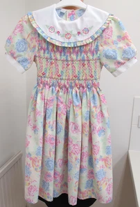 Girls M & S Vintage Summer/ Party Dress Smocked Multicoloured 9 - 11 years - Picture 1 of 8