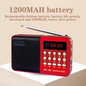 Mini Portable Radio Handheld Rechargeable Digital FM USB TF MP3 Player Speaker - Picture 1 of 16
