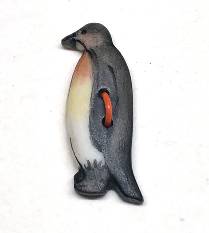 Penguin Porcelain Ceramic Button, Sew Through Cover