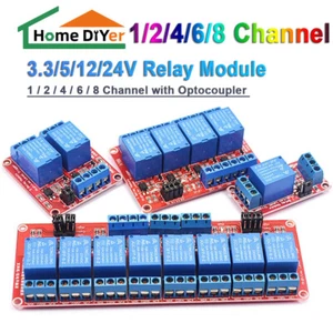 Módulos de relé 5V-24V 1-2-4-6-8 canales relé alto bajo nivel optoacoplador Arduinos - Imagen 1 de 33