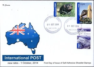 2014 Australia International Post 3 X estampillas autoadhesivas cubierta K, n.º 9/10 en muy buena condición - Imagen 1 de 1