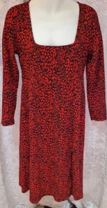 F&F Red Leopard Print Dress Size Medium (12-14) - Picture 1 of 10