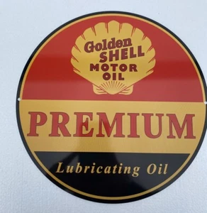 Placa de letrero de aceite de motor Golden Shell - Man Cave Pub Bar nueva 25 cm - Imagen 1 de 6