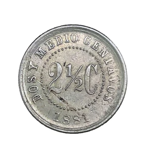 COLOMBIA 1881 2 1/2 Centavos Unc. Copper-Nickel Coin KM# 179 - Picture 1 of 4