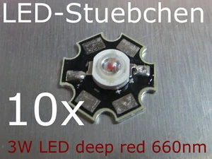 10x 3W High-Power LED Tiefot deep red 660nm 700mA grow - Picture 1 of 2