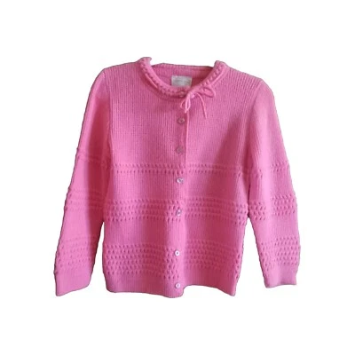 Suéter Treasure Knit Heritage Niñas Talla 18 Vintage Rosa Coral Con Lazo Años 40 50 Foto 1 de 4