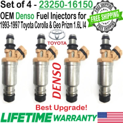 OEM 4Pcs Denso Best Upgrade Fuel Injectors For 1993-1997 Toyota Corolla 1.6L I4 Foto 1 de 4