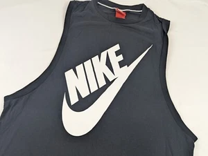 Nike Tank Top Black Size LG Y2K Womens Large Spell Out Logo Gym Workout - Picture 1 of 6