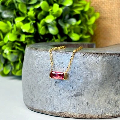 14k Gold Ruby Necklace – July Birthstone Jewelry – Minimalist Dainty Pendant - Image 1 of 4