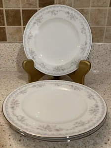 Set of 3 Johann Haviland Bread Plates White/ Gray Floral Border Bavaria Germany - Picture 1 of 3