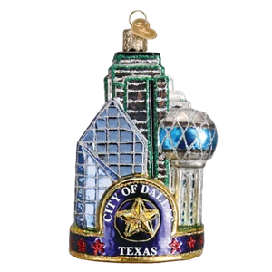 Old World Christmas DALLAS CITY (20084) Glass Ornament w/ OWC Box - Picture 1 of 3