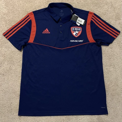 Adidas FC Dallas Team Issue Mens Size L ClimaLite Performance Polo Shirt Blue Cover