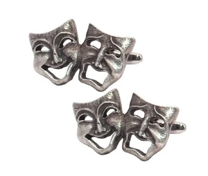 Happy and Sad, Theatre Masks Peltre Hombre Regalo Puño Eslabones por GEMELOS DIRECTOS - Imagen 1 de 11